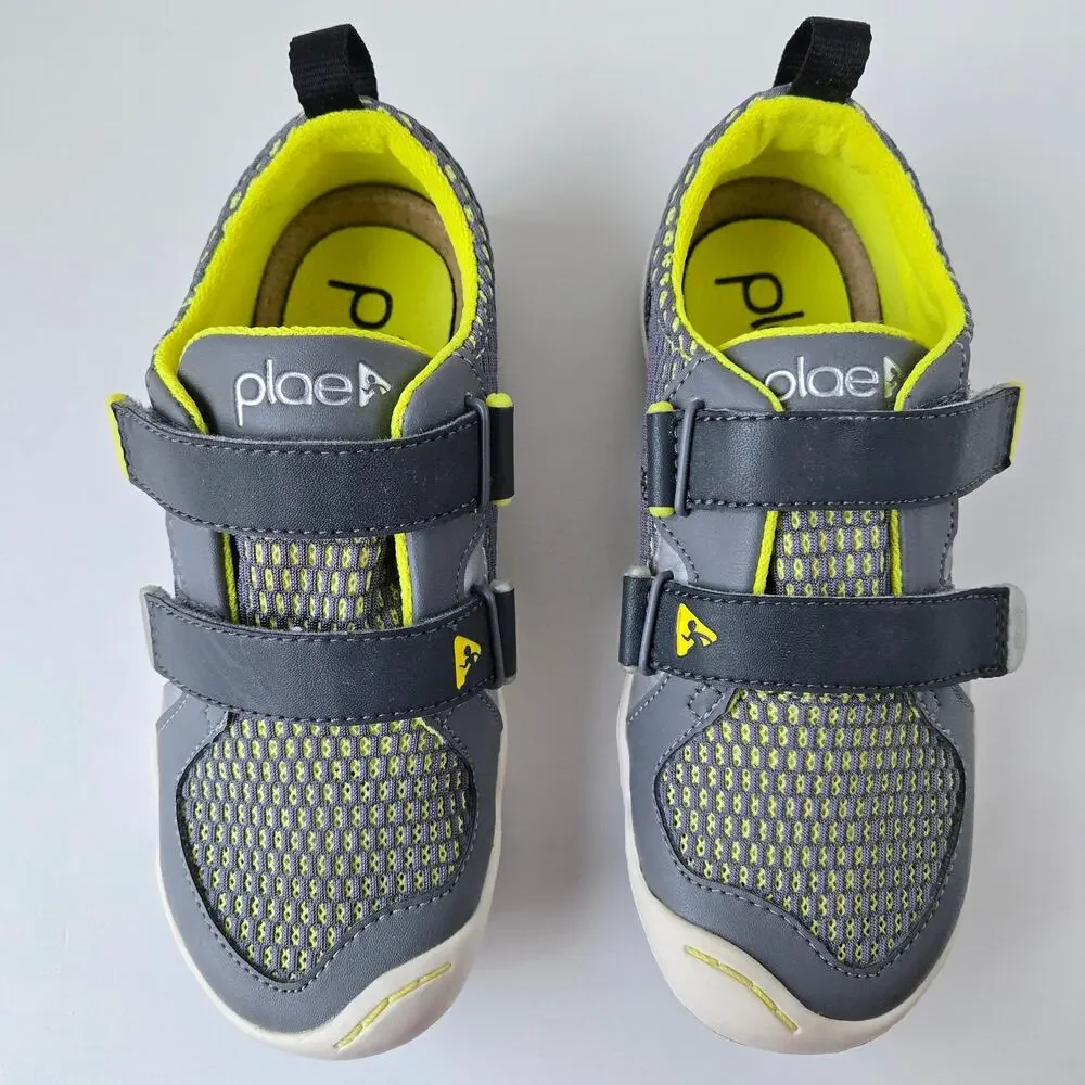 Plae NEW Kids TY Eco Poly Sneaker Shoes Gray Yellow Size US 1 EU 32 Unisex - Picture 6 of 14